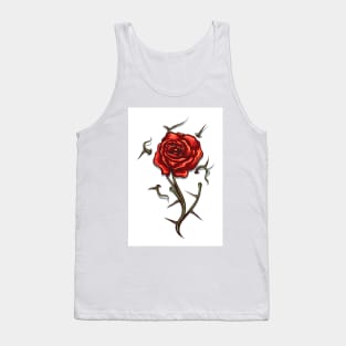 Tattoo of Red Rose Flower with thorns Tank Top